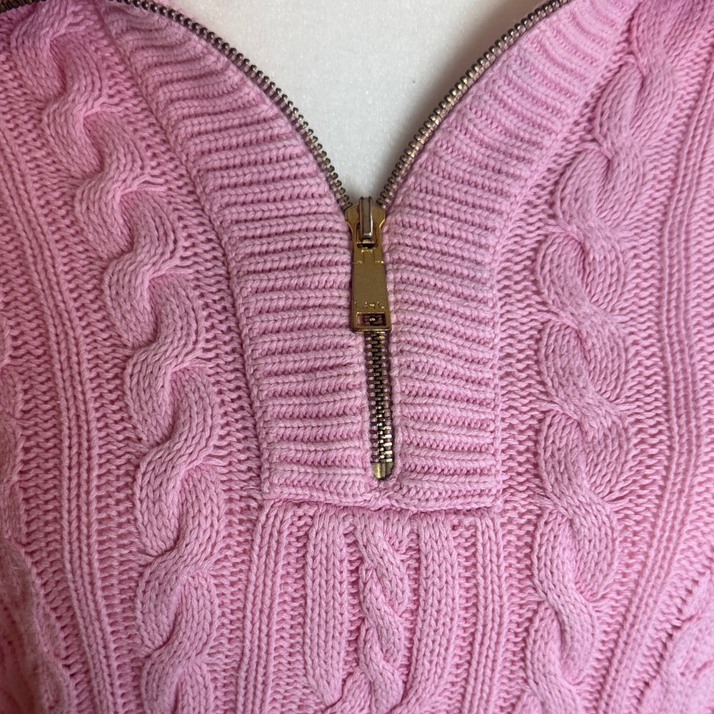 Ralph Lauren Pink V-Neck Cable Knit Sweater - Picture 2 of 4